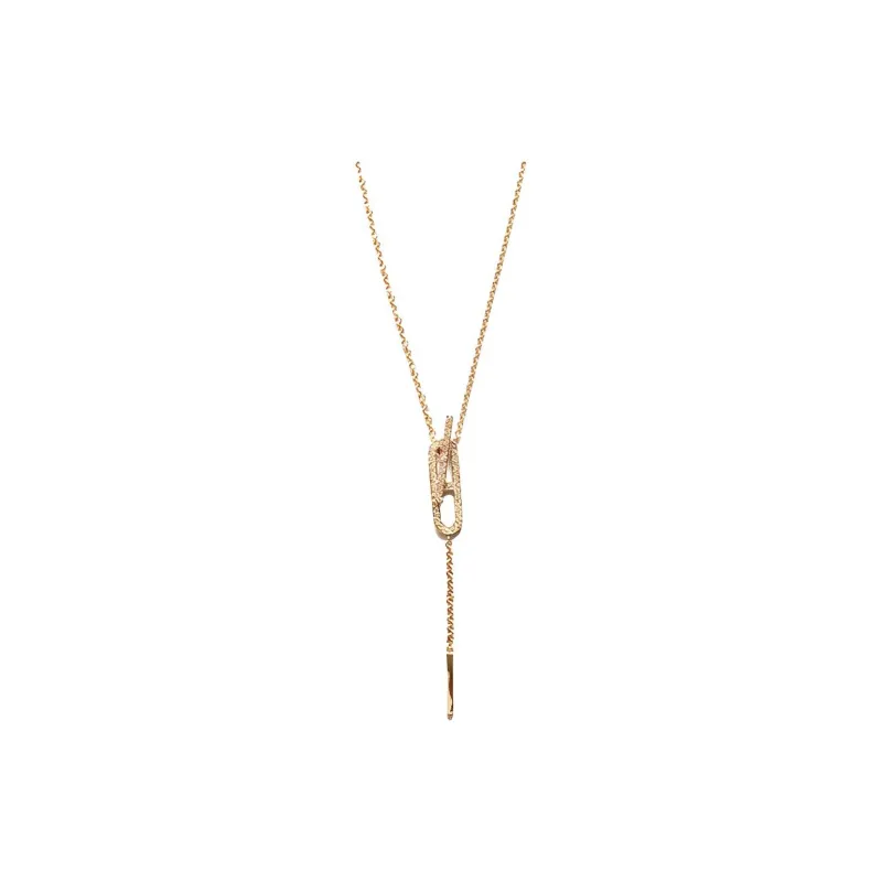 HERMES Karat Gold Diamond 18K Rose Gold Necklaces Women's-0