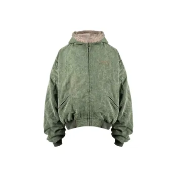 Askyurself Hooded Fur Jackets & Coats Unisex Army Green