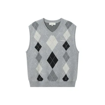 CLIMAX VISION Tank Top Men's Gray White Plaid