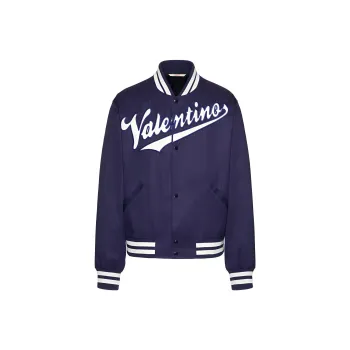 Valentino Logo Patch Varsity Bomber Jacket