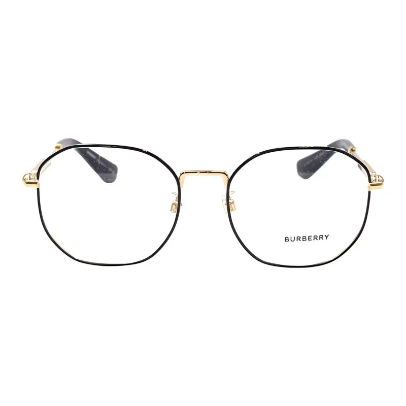 Burberry Irregular Shape Eyeglass Frames Men's Black Gold-1