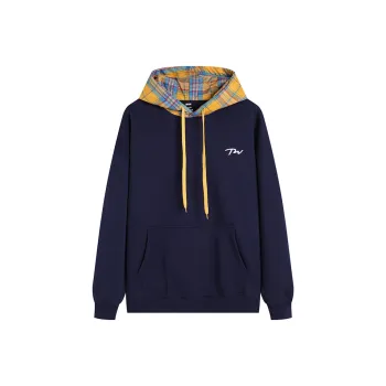 POPWAVE Sweatshirt Unisex Navy Blue Yellow Plaid Blouse