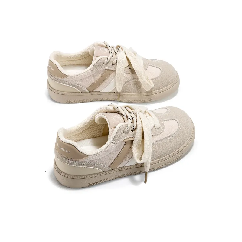 La Chapelle Trendy White Sneakers Slip Resistant Cushioning Abrasion Resistant Low Top Skateboard Shoes Women's-16