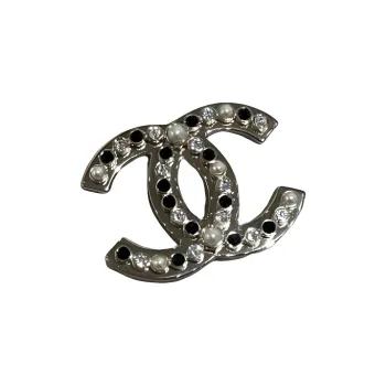 CHANEL Enamel Pearl Brooch Women's Silver