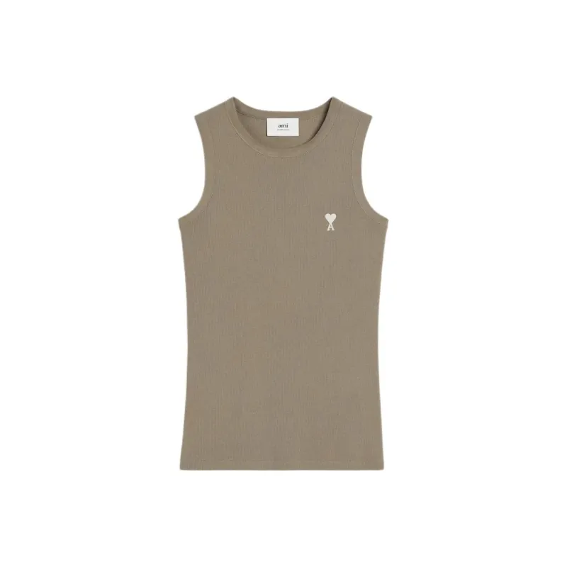 Ami Paris Ami De Coeur Logo Embroidered Knitted Tank Top-0