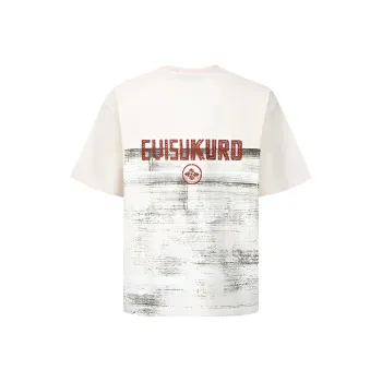 EVISU SS22 Drop Shoulder Sleeve T Shirt Men's White