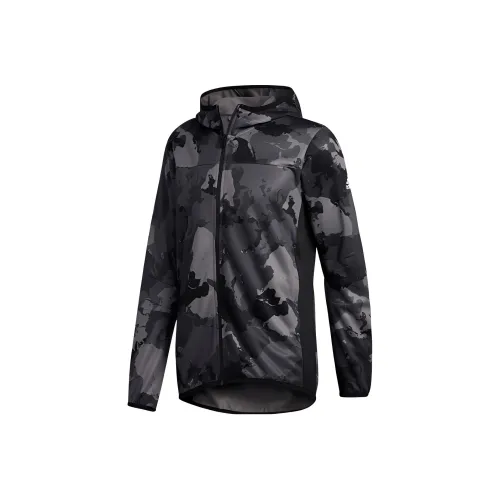 Adidas Con Camo Hoodie Jacket Men's Gray