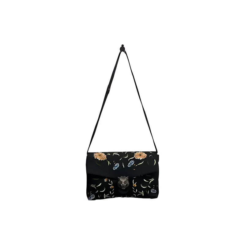 GUCCI Dionysus Leather Flap Messenger Bag Shoulder Bag Crossbody Bag Large Size Women's Black-11