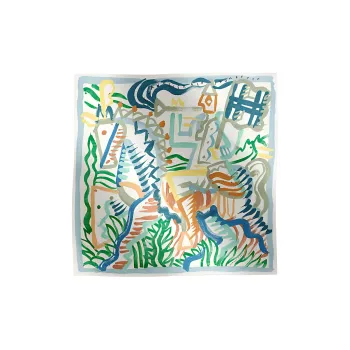 HERMES Silk Scarves Women's Green/Blue