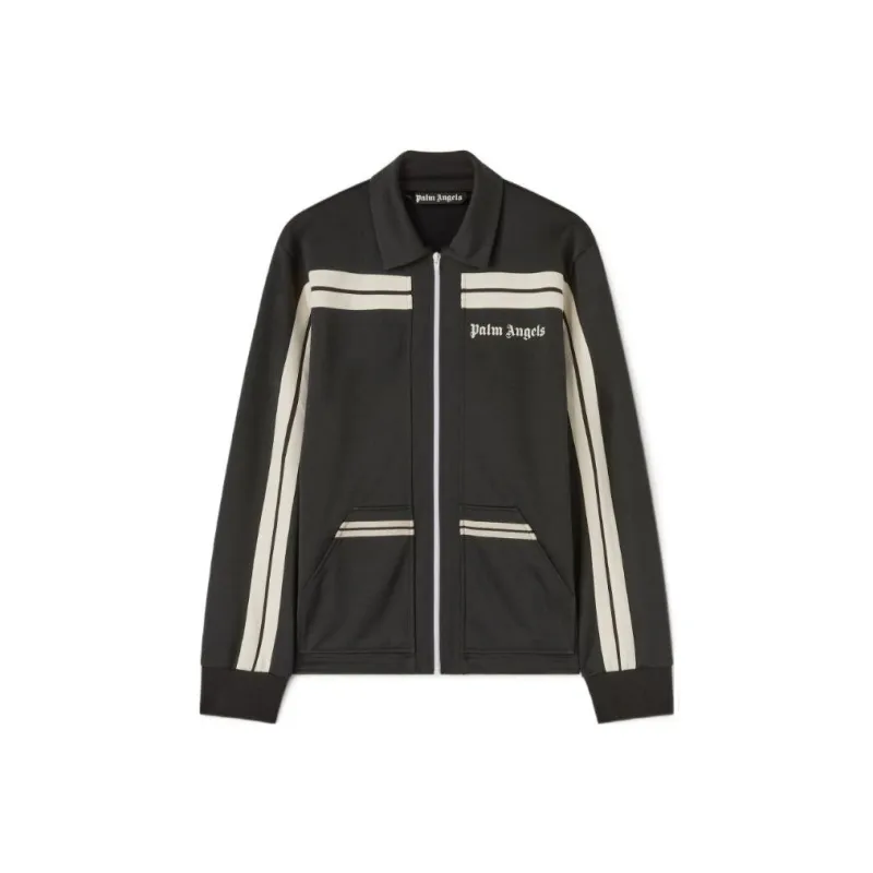 PALM ANGELS Logo print Panelled Zip up Jacket-0