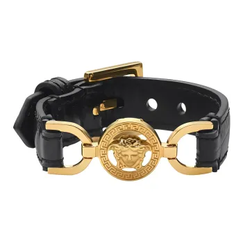 VERSACE Calfskin Wristbands Men's Black