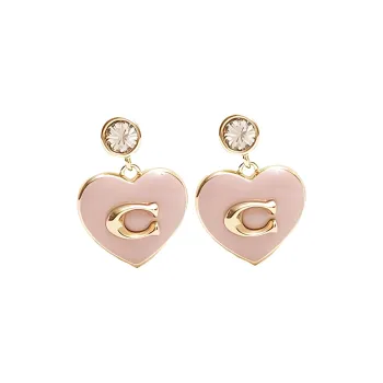 COACH Brass Earrings Women's Pink