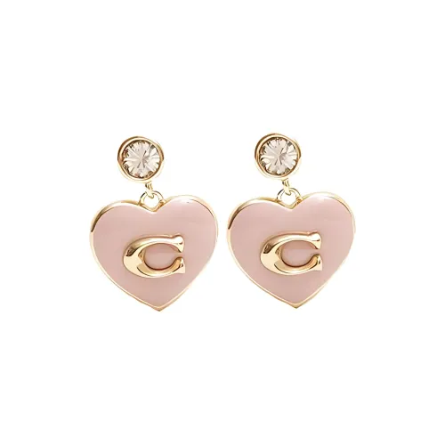 COACH Brass Earrings Women's Pink