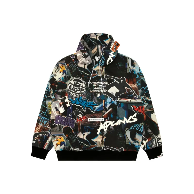 Aape Moonface logo Graffiti print Hoodie-0