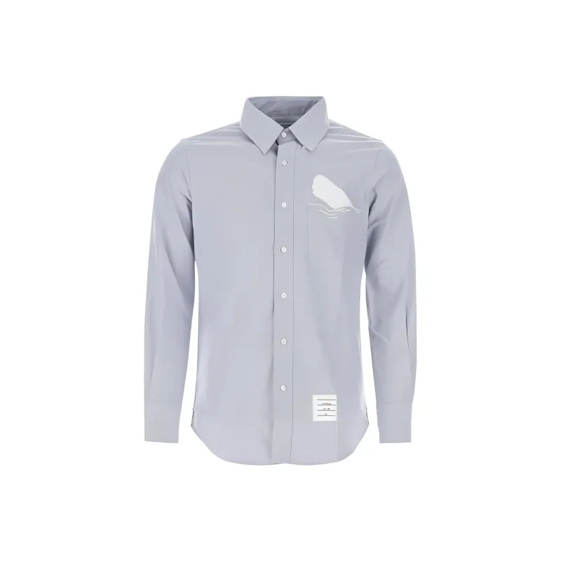 THOM BROWNE THOM BROWNE FW23 Early Autumn Collection Shirts Men Light Blue-0