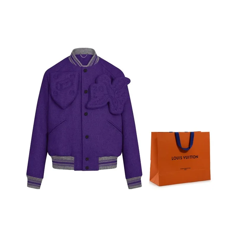LOUIS VUITTON Baseball Jacket Jackets & Coats Men's Purple-3