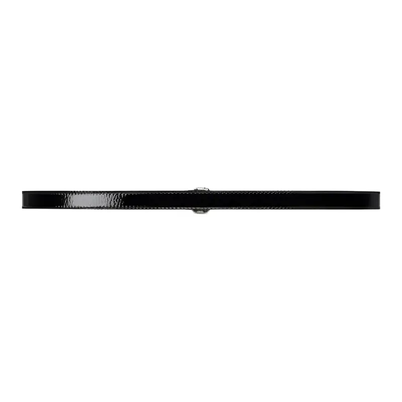 GUCCI Solid Color Design Metal Leather Belts Unisex Black 1.5cm-1