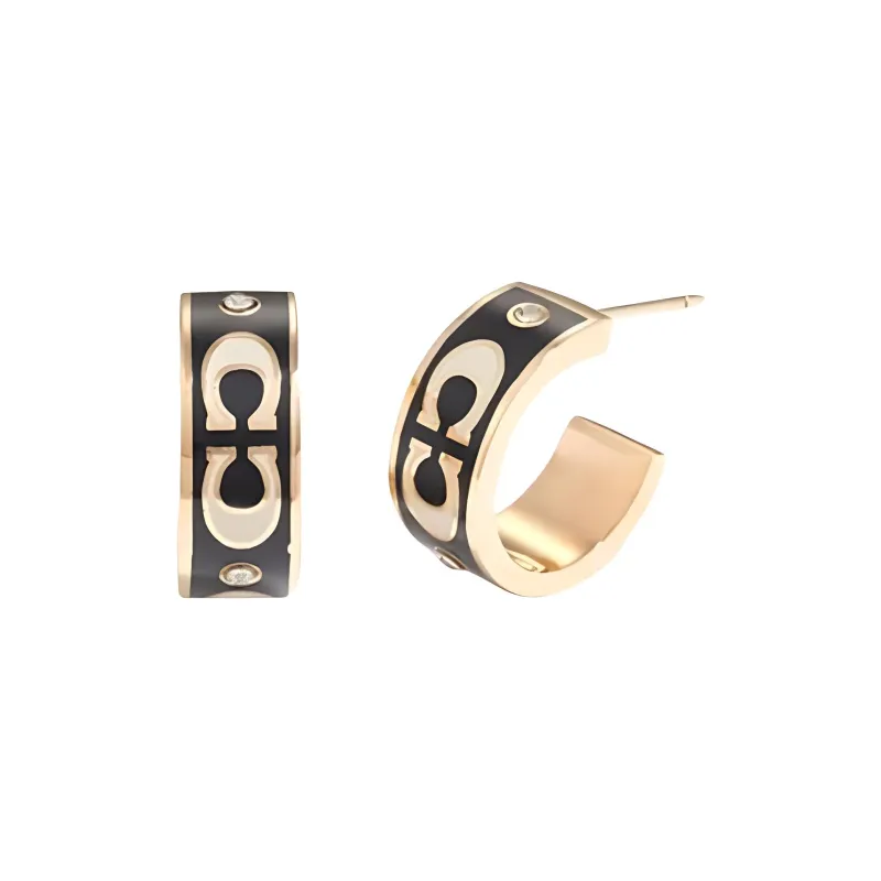COACH Brass Earrings Women's Black/White-0