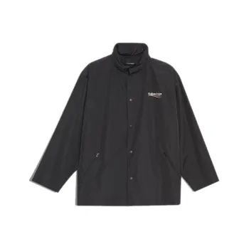 Balenciaga Waterproof And Windproof Windbreaker Jacket Men's Black Loose Fit Style