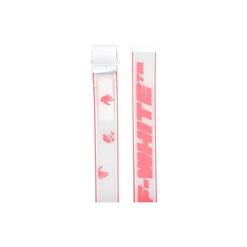 OFF-WHITE Badge Ring Buckle Leather Belts Women's Pink Width 3.5CM-1