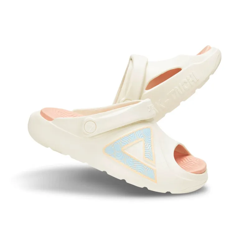PEAK EVA Totem Graffiti Slip Resistant Odor Resistant Abrasion Resistant Slide Slippers Women's Super Light White Pink-5