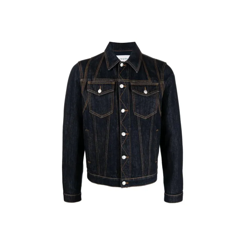 Alexander McQueen Denim Jackets Men Blue-0