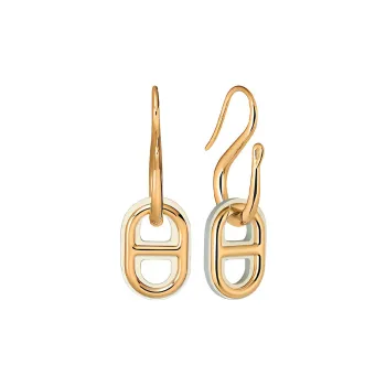 HERMES O'Maillon Earrings Women's Gray White