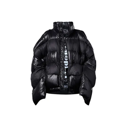 Christopher Raxxy Solid Color Stand Collar Loose Fit Thickened Down Jacket Unisex Black