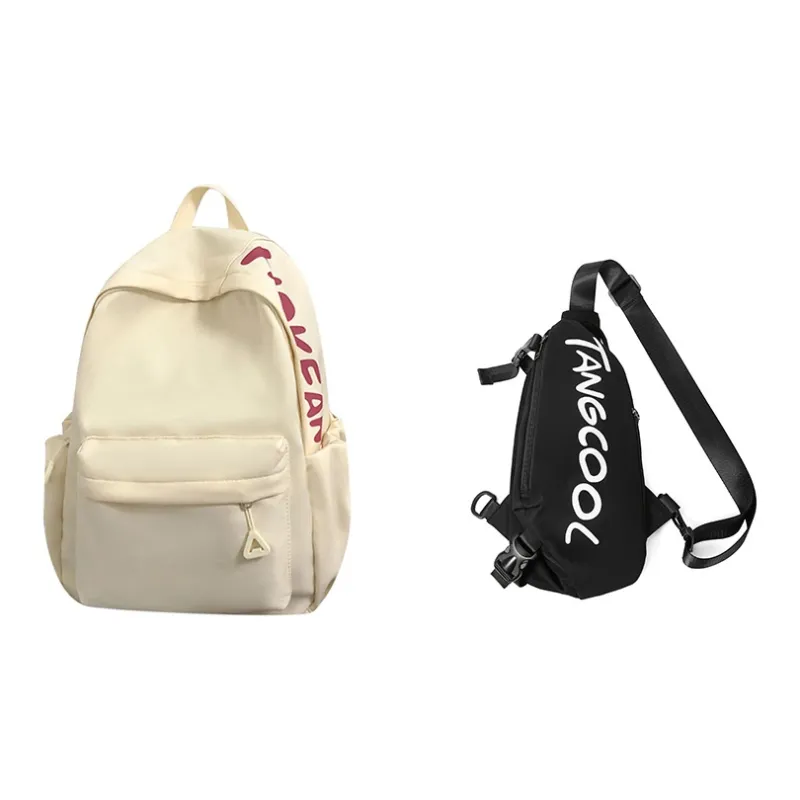 TANGCOOL Nylon Backpack Unisex White/Black/Pink/Blue/Yellow-77