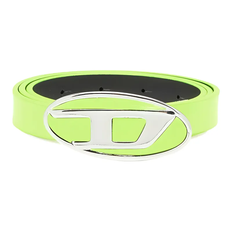 DIESEL Double Sided Decoration Logo Leather Belts Women's Green-0