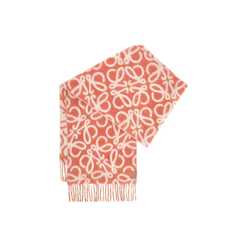 LOEWE Knit Scarves Women's Orange/White-2