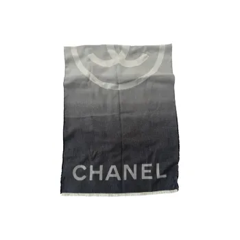 CHANEL Cashmere Knit Scarves Women's Black