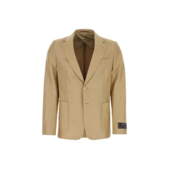 GUCCI Logo Patch Detail Buttoned Blazer
