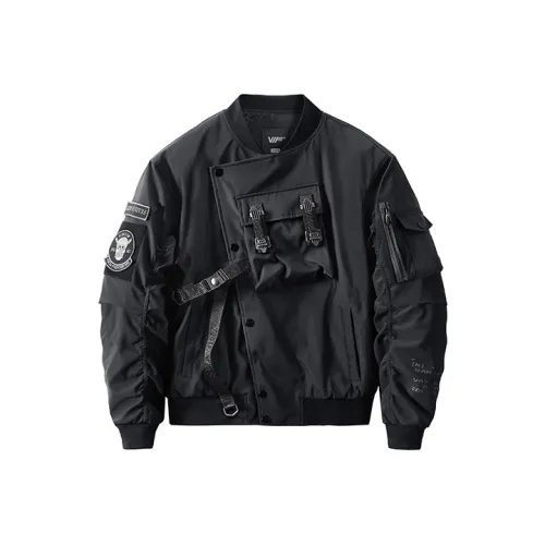 VIP Urban Techwear Workwear Flight Jacket Thickened Puffer Jacket Winter Men's Black