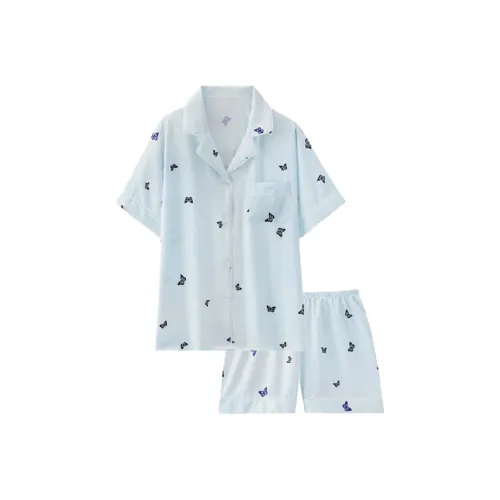 XIAFENYAN Pajama Set Women's Crushed Ice Blue