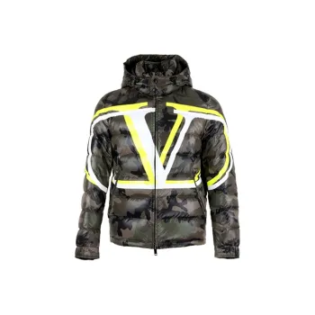 Valentino Camouflage Hooded Down Jacket Men's Green