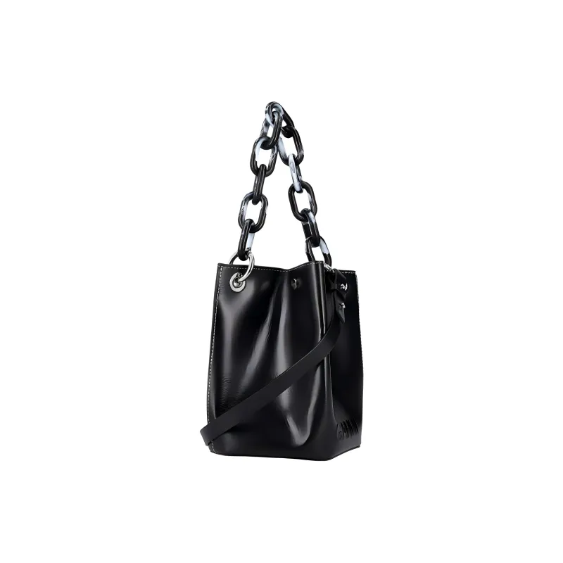 GANNI Recycled Leather Bucket Bags Shoulder Bag Crossbody Bag Handbag Regular Women's Black-2