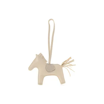 HERMES Crocodile Leather Sheepskin Pendants Unisex White