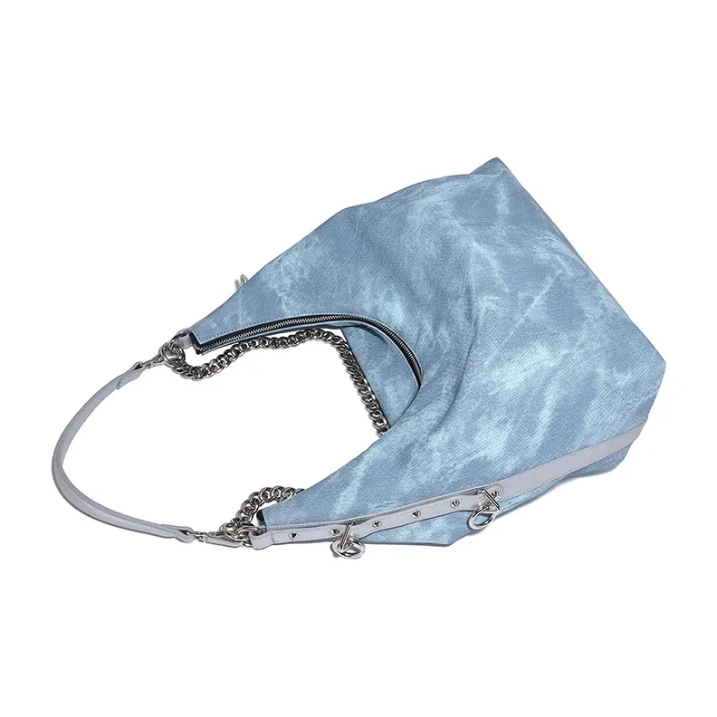 Vigno Synthetic Leather Tote Shoulder Armpit Bag Women's Blue/Dark Blue-7