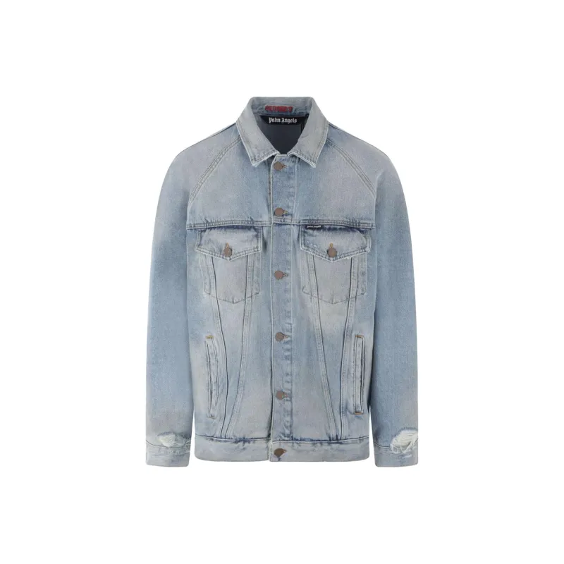 PALM ANGELS Light Wash Sunset Loose Denim Jacket-0