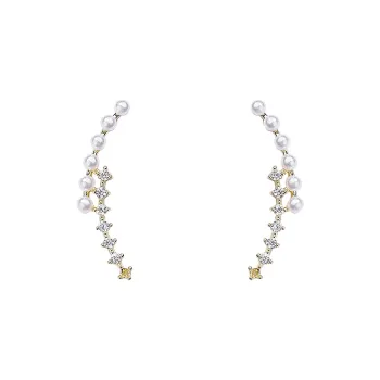 WAW Faux Pearl Gold Plated Copper Stud Earrings Women's