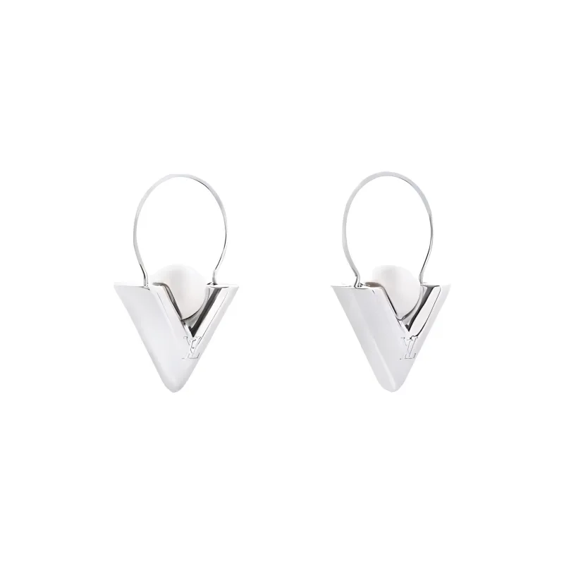 LOUIS VUITTON V For Vuitton Pearl And Metal Earrings-2