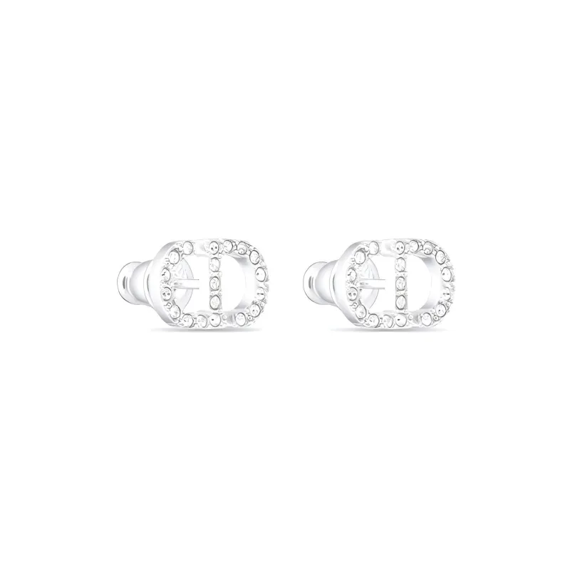 DIOR Metal, Crystal Stud Earrings Women's Silver-1