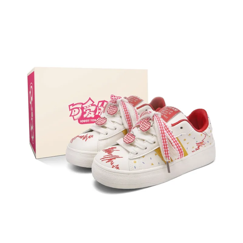 Lovely You Wear resistant And Lightweight Low Top Skateboard Shoes Women's Red Yellow-0