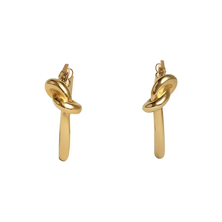 CELINE Knot Small Hoops In Brass With Gold Finish-2