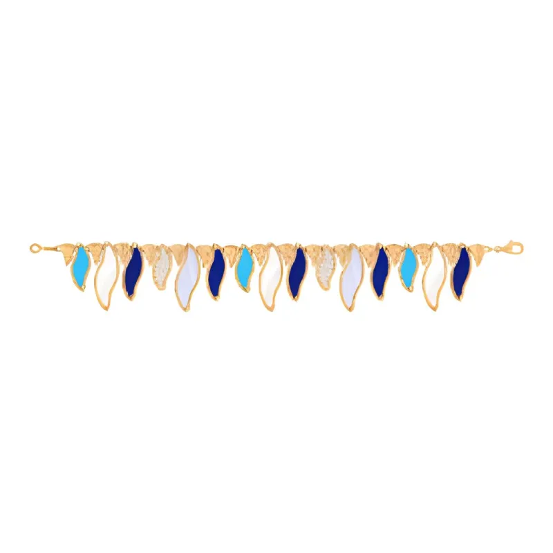 Van Cleef & Arpels 18K Gold Chalcedony Mother Of Pearl Diamond Bracelets Women's Gold-1