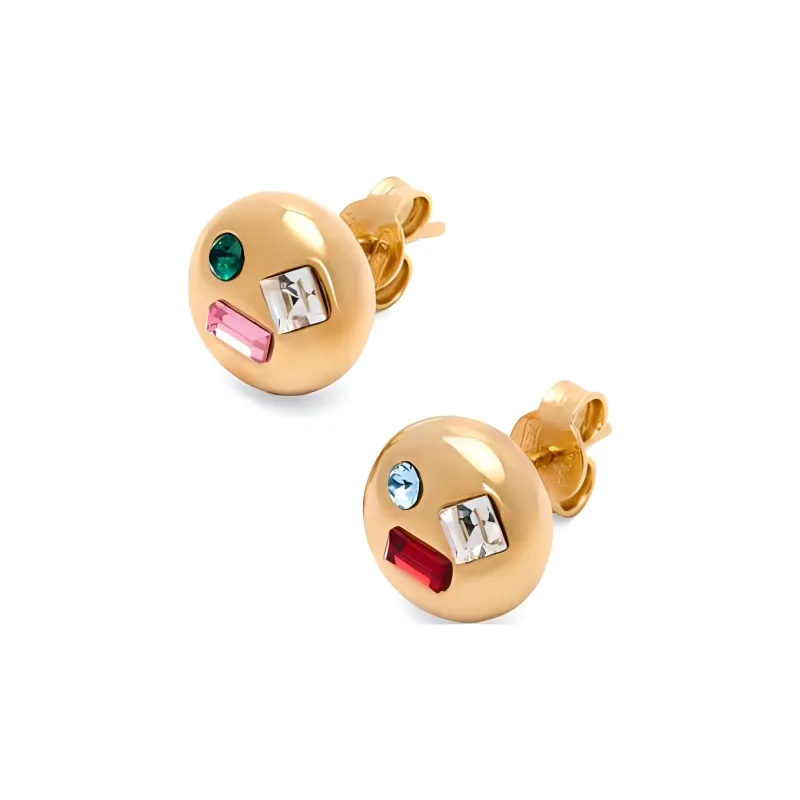 LOEWE Sterling Silver Crystal Gold Plated Earrings Unisex Gold-1