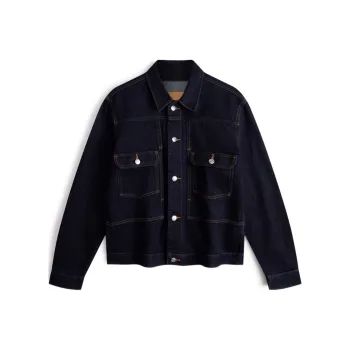 CALVIN KLEIN Simple Collection Denim Jacket Unisex Denim Dark Blue