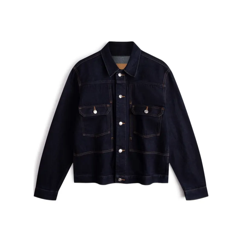 CALVIN KLEIN Simple Collection Denim Jacket Unisex Denim Dark Blue-0