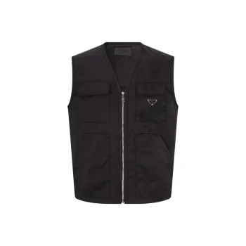 PRADA Logo Plaque Zip Up Gilet